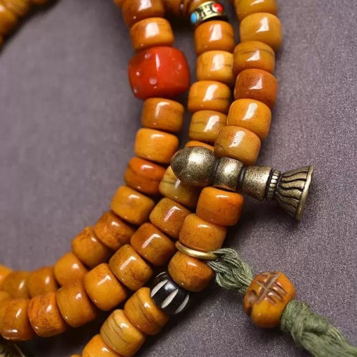 Tibetan 108 Yak Bone Mala with Ghau Amulet – Zhakilam Style Sacred Necklace - Image 3
