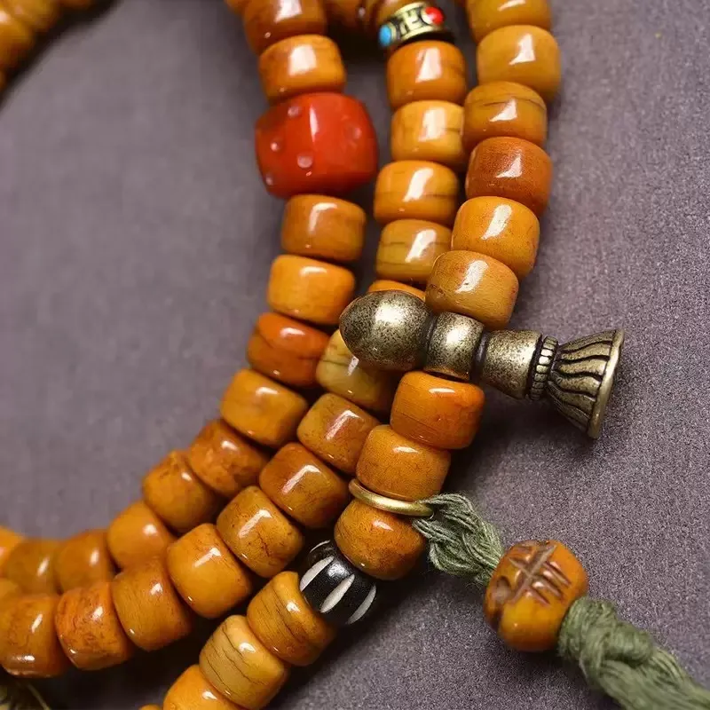 Tibetan 108 Yak Bone Mala with Ghau Amulet – Zhakilam Style Sacred Necklace - Image 3