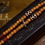 Tibetan 9-Eye Dzi Pendant with Aged Star-Moon Bodhi Mala – Sacred Necklace for Wisdom and Power - Image 5