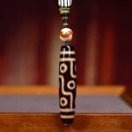 Tibetan 9-Eye Dzi Pendant with Aged Star-Moon Bodhi Mala – Sacred Necklace for Wisdom and Power - Image 4