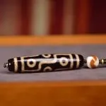 Tibetan 9-Eye Dzi Pendant with Aged Star-Moon Bodhi Mala – Sacred Necklace for Wisdom and Power - Image 3