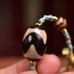 Tibetan Sky Tiger Tooth Dzi Pendant Necklace – Turquoise & Water Agate Sacred Beads - Image 2