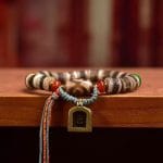Tibetan Yak Bone Bracelet with Agate Dzi & Sherpa Beads – Single Loop Sacred Wrist Mala - Image 2