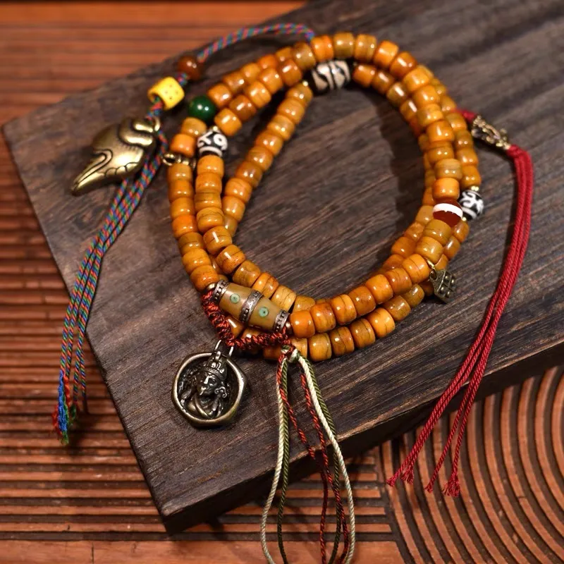 Zaki Lhamo Blessed Tibetan Yak Bone Mala Beads – 108 Handcrafted Beads of Himalayan Protection Zaki-Lhamo-Blessed-Tibetan-Yak-Bone-Mala-Beads-–-108-Handcrafted-Beads-of-Himalayan-Protection